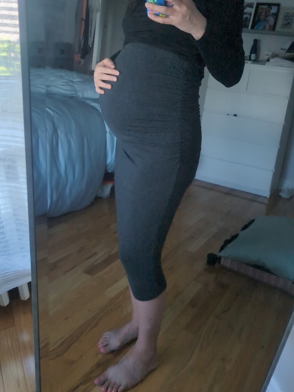 Dark Gray Maternity Midi Pencil Skirt - Picture 2 of 4